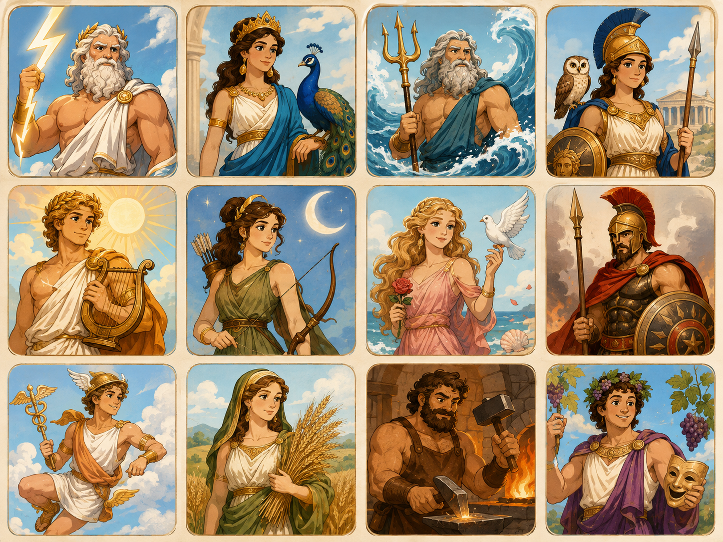 Visual reference: The Olympian pantheon