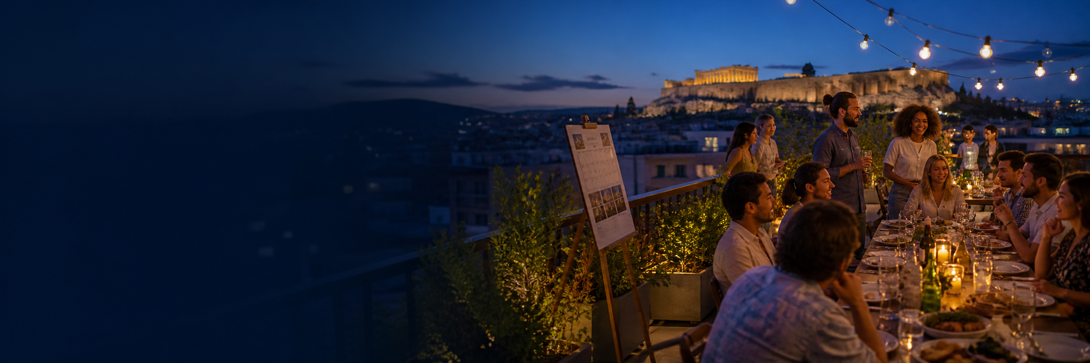 People gathering for a community event in Athens.